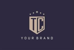 TC initial shield logo icon geometric style design vector