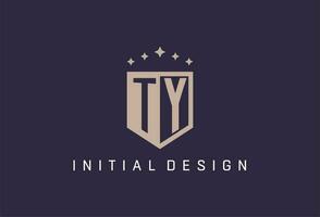 TY initial shield logo icon geometric style design vector