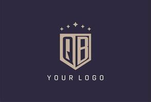 QB initial shield logo icon geometric style design vector