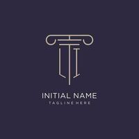 LI initial with pillar logo design, luxury law office logo style vector