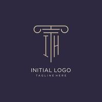 IH initial with pillar logo design, luxury law office logo style vector