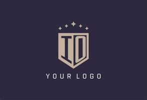 IO initial shield logo icon geometric style design vector