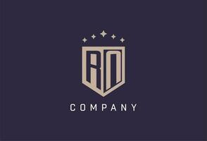 RN initial shield logo icon geometric style design vector