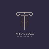 HH initial with pillar logo design, luxury law office logo style vector