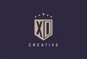 XD initial shield logo icon geometric style design vector