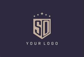 SO initial shield logo icon geometric style design vector