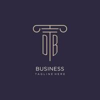 DB initial with pillar logo design, luxury law office logo style vector