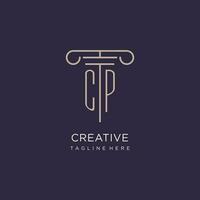 CP initial with pillar logo design, luxury law office logo style vector