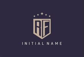 RF initial shield logo icon geometric style design vector