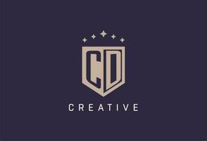 CD initial shield logo icon geometric style design vector