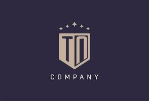 TN initial shield logo icon geometric style design vector