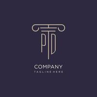 PD initial with pillar logo design, luxury law office logo style vector