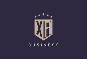 XR initial shield logo icon geometric style design vector