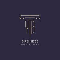 YB initial with pillar logo design, luxury law office logo style vector