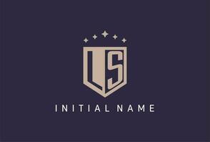 LS initial shield logo icon geometric style design vector
