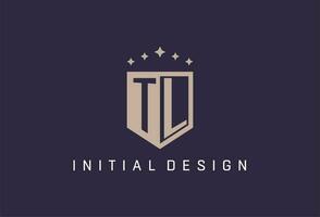 TL initial shield logo icon geometric style design vector