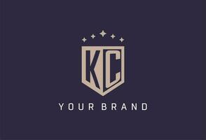 KC initial shield logo icon geometric style design vector