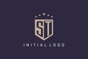 ST initial shield logo icon geometric style design vector