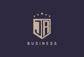 JR initial shield logo icon geometric style design vector