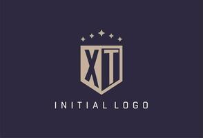 XT initial shield logo icon geometric style design vector