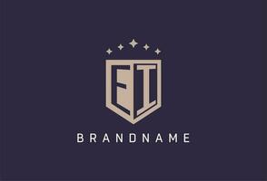 EI initial shield logo icon geometric style design vector