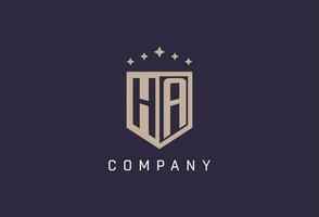 HA initial shield logo icon geometric style design vector