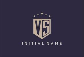 VS initial shield logo icon geometric style design vector