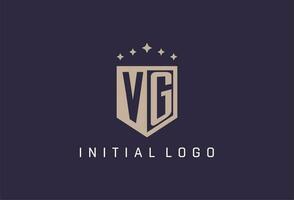 vg inicial proteger logo icono geométrico estilo diseño vector