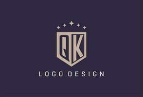 QK initial shield logo icon geometric style design vector