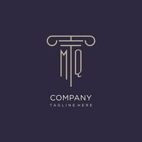 MQ initial with pillar logo design, luxury law office logo style vector