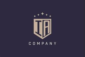 IA initial shield logo icon geometric style design vector