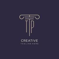 TP initial with pillar logo design, luxury law office logo style vector