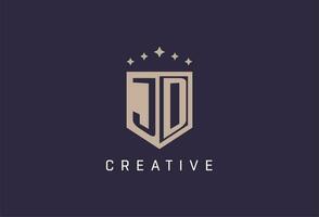 JD initial shield logo icon geometric style design vector