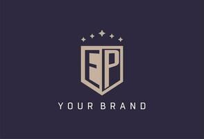 EP initial shield logo icon geometric style design vector