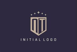 NT initial shield logo icon geometric style design vector