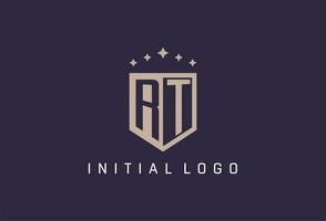 RT initial shield logo icon geometric style design vector