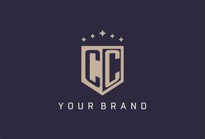 CC initial shield logo icon geometric style design vector