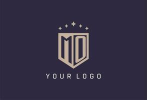 MO initial shield logo icon geometric style design vector