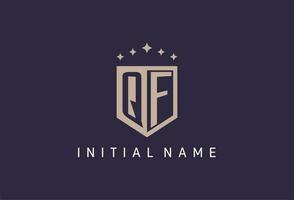 QF initial shield logo icon geometric style design vector