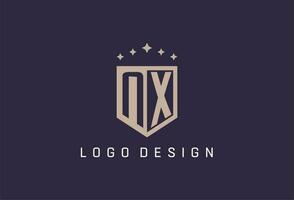 NX initial shield logo icon geometric style design vector