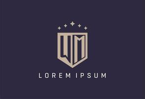 WM initial shield logo icon geometric style design vector