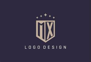 MX initial shield logo icon geometric style design vector
