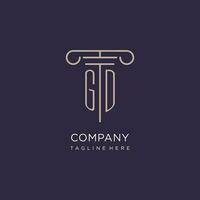 GD initial with pillar logo design, luxury law office logo style vector