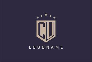 CU initial shield logo icon geometric style design vector