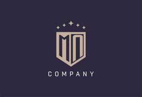 MN initial shield logo icon geometric style design vector