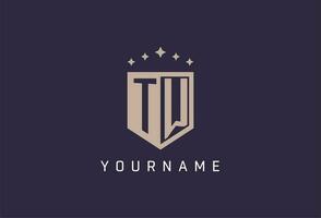 TW initial shield logo icon geometric style design vector
