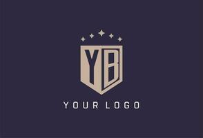 yb inicial proteger logo icono geométrico estilo diseño vector