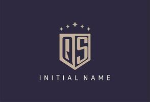 QS initial shield logo icon geometric style design vector