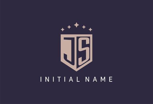 JS initial shield logo icon geometric style design vector