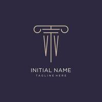 VV initial with pillar logo design, luxury law office logo style vector